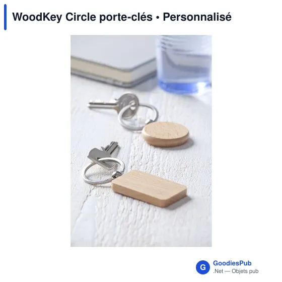 Porte-clés rond en bois personnalisable avec logo - WoodKey Circle - Image 2