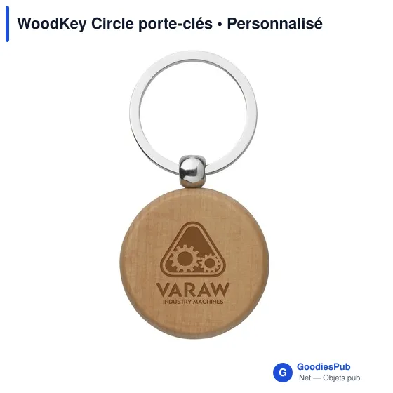 Porte-clés rond en bois personnalisable avec logo - WoodKey Circle - Image 4