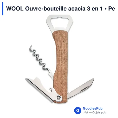 WOOL Ouvre-bouteille acacia 3 en 1