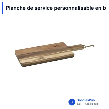 Planche de service personnalisable en bois d'acacia - Wooosh Borghiavec logo