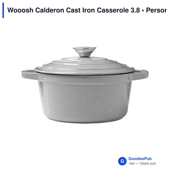 Wooosh Calderon Cast Iron Casserole 3.8 personnalisé avec logo entreprise gris - Image 1
