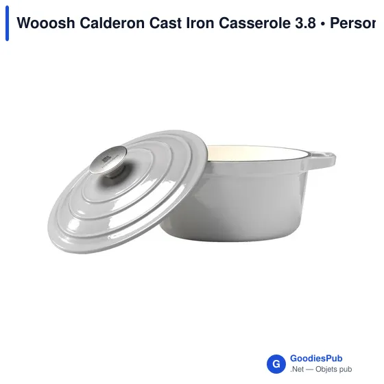 Wooosh Calderon Cast Iron Casserole 3.8 personnalisé avec logo entreprise gris - Image 2
