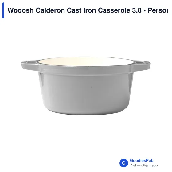 Wooosh Calderon Cast Iron Casserole 3.8 personnalisé avec logo entreprise gris - Image 3