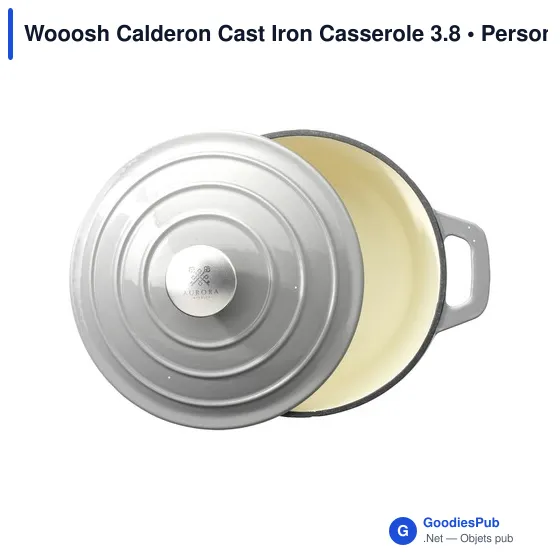 Wooosh Calderon Cast Iron Casserole 3.8 personnalisé avec logo entreprise gris - Image 4