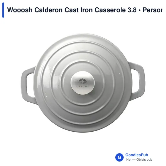 Wooosh Calderon Cast Iron Casserole 3.8 personnalisé avec logo entreprise gris - Image 5