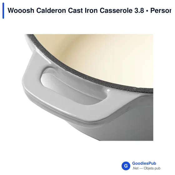 Wooosh Calderon Cast Iron Casserole 3.8 personnalisé avec logo entreprise gris - Image 8