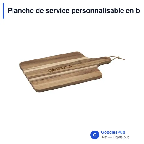 Planche de service personnalisable en bois d'acacia - Woooshavec logo