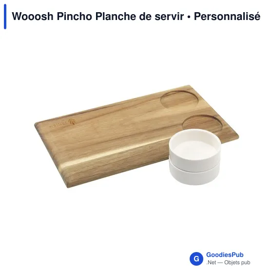 Planche de service personnalisable Wooosh avec logo et bols en porcelaine - Image 1
