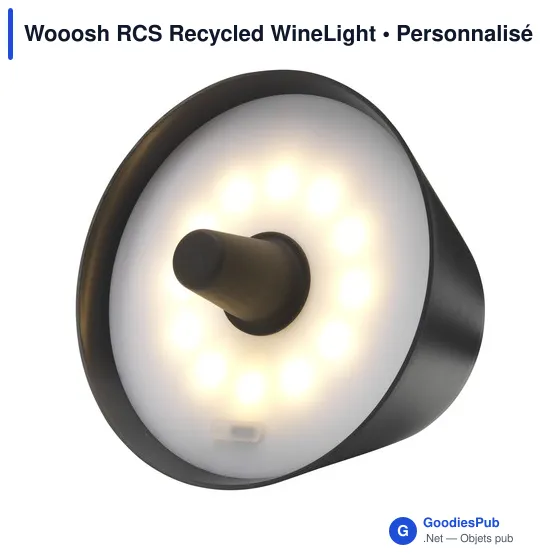 Lampe d'ambiance personnalisable Wooosh RCS Recycled WineLightavec logo - Image 3