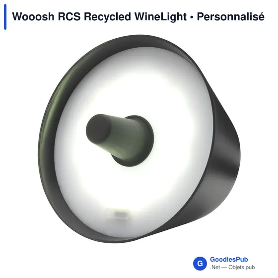 Lampe d'ambiance personnalisable Wooosh RCS Recycled WineLightavec logo - Image 4