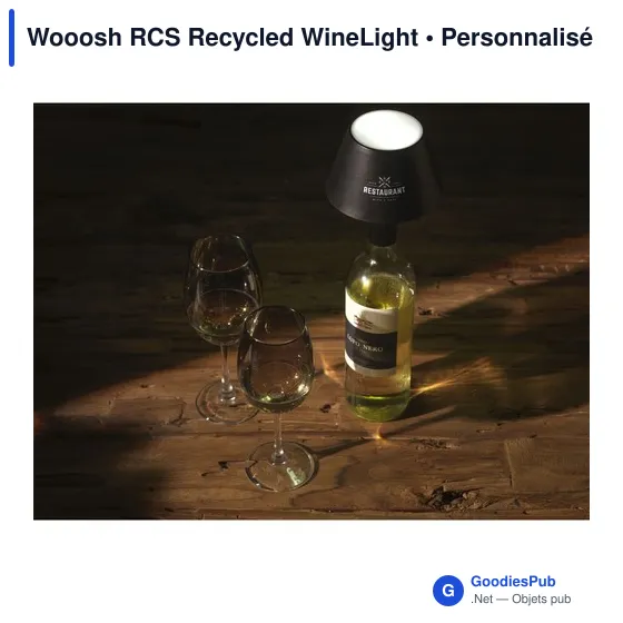 Lampe d'ambiance personnalisable Wooosh RCS Recycled WineLightavec logo - Image 5