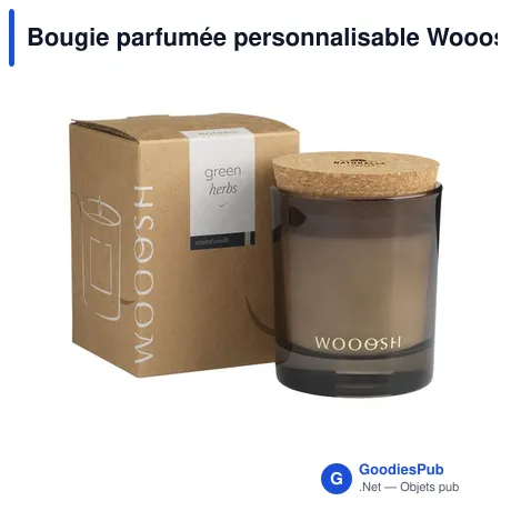Bougie parfumée personnalisable Wooosh Scented Candle Green Herbsavec logo