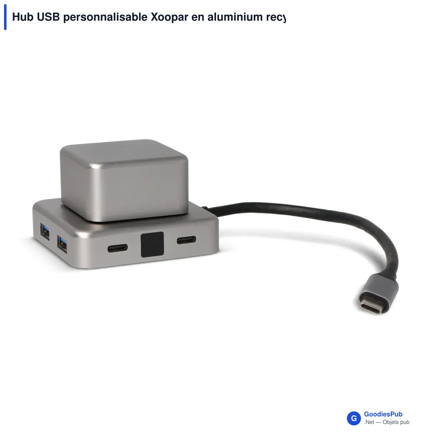 Hub USB personnalisable Xoopar en aluminium recyclé avec logo - Cubbi Hub - Image 2