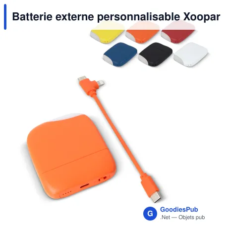 Batterie externe personnalisable Xoopar 5000 mAh en ABS recyclé avec logo - ICE P