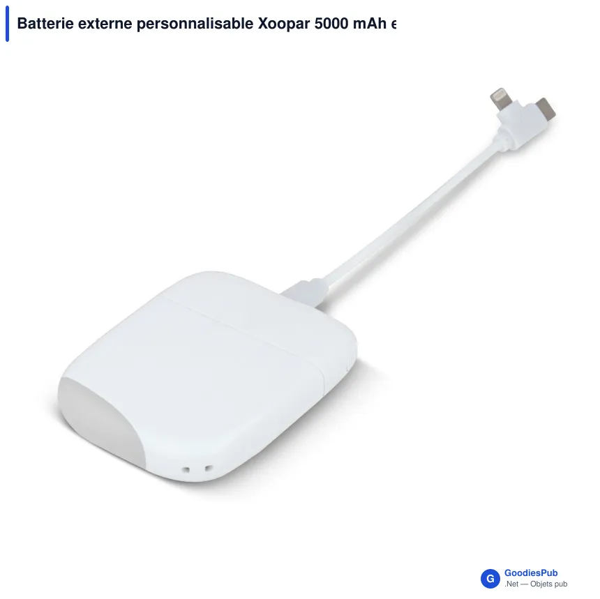 Batterie externe personnalisable Xoopar 5000 mAh en ABS recyclé avec logo - ICE P - Image 2