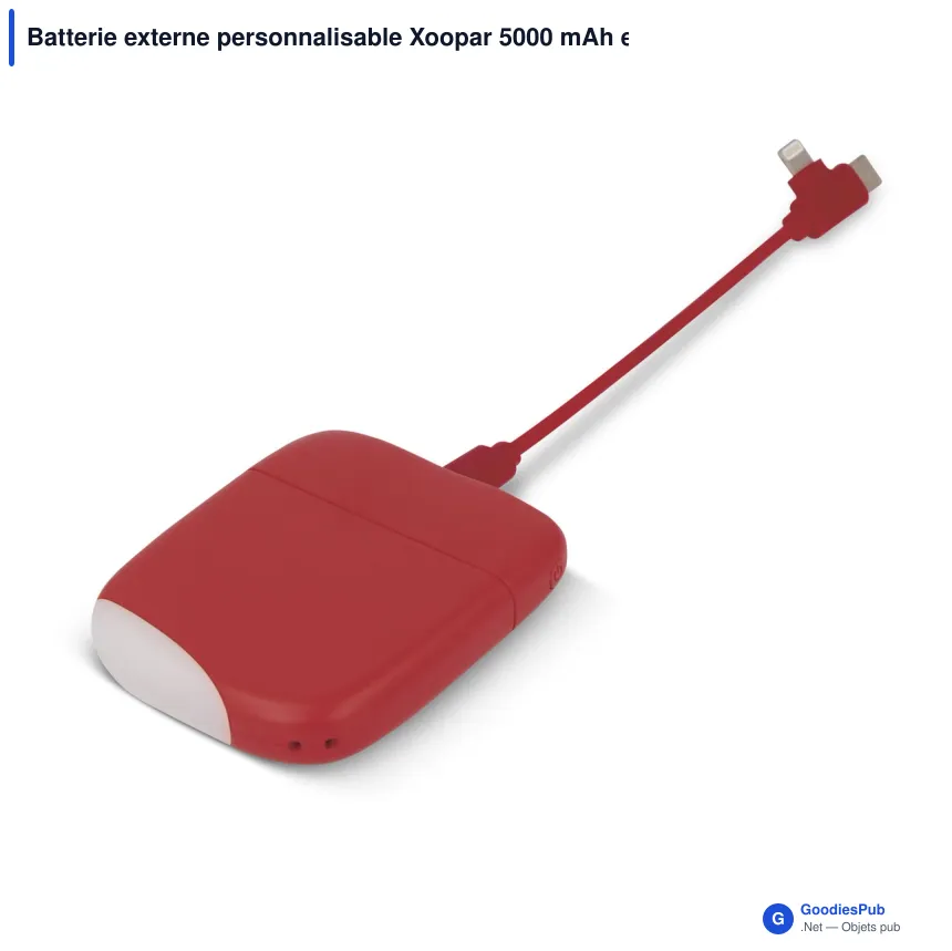 Batterie externe personnalisable Xoopar 5000 mAh en ABS recyclé avec logo - ICE P - Image 3