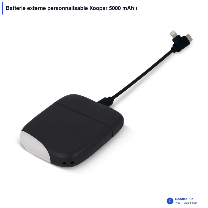 Batterie externe personnalisable Xoopar 5000 mAh en ABS recyclé avec logo - ICE P - Image 4