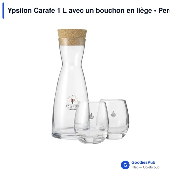 Carafe élégante personnalisable en verre avec logo - Ypsilon 1 L - Image 1