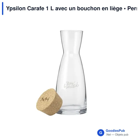 Carafe élégante personnalisable en verre avec logo - Ypsilon 1 L - Image 2