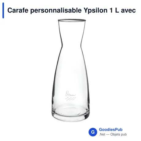 Carafe personnalisable Ypsilon 1 L avec logo - Verre translucide