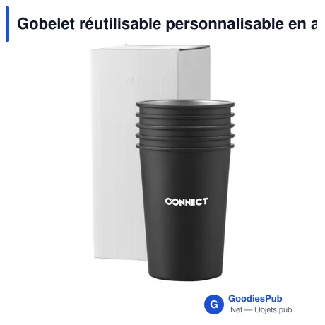Gobelet réutilisable personnalisable en acier inoxydable - Zero Waste Cupavec logo