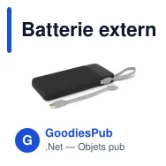 Batterie externe personnalisable 10000 mAh à câbles USB-C et Lightning avec logo - Ziara - Miniature 2