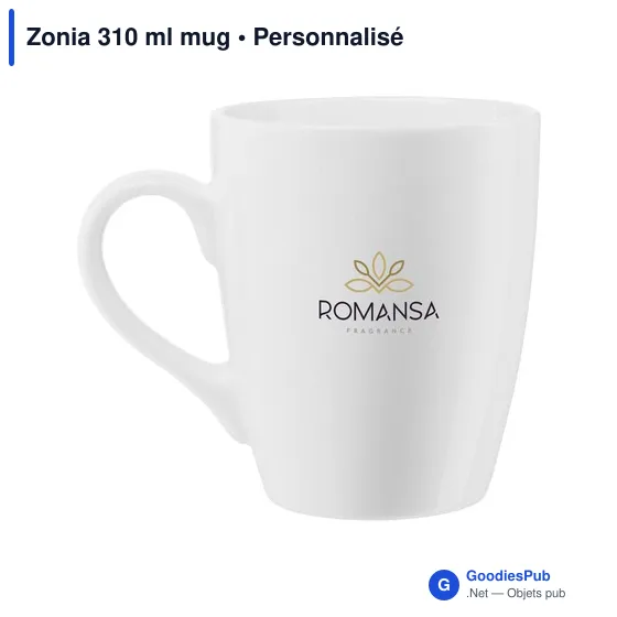 Mug en céramique personnalisable Zonia 310 ml avec logo - Image 1